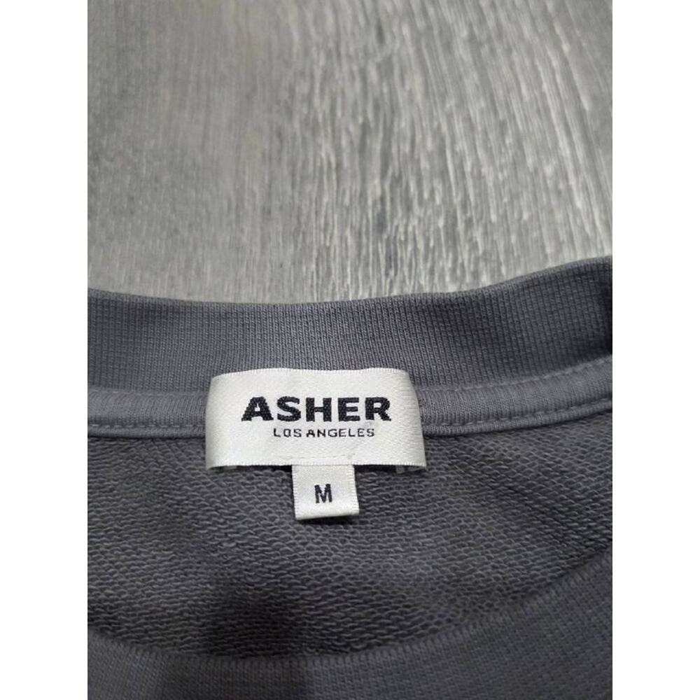 Asher RELAXED PULLOVER SWEATSHIRT Y2K cotton Vintage Gray Medium A004176 - Picture 3 of 6
